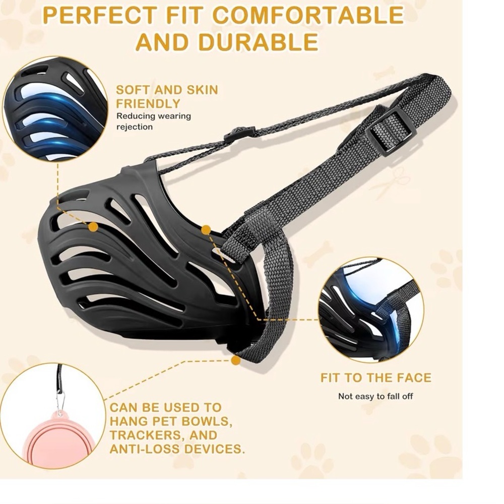 Adjustable Black Dog Muzzle with Breathable Vents